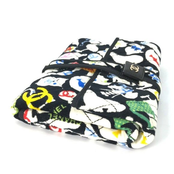 Auth CHANEL Animal pattern Diaper change sheet BABY baby mat Black/Multicolore - Picture 8 of 16